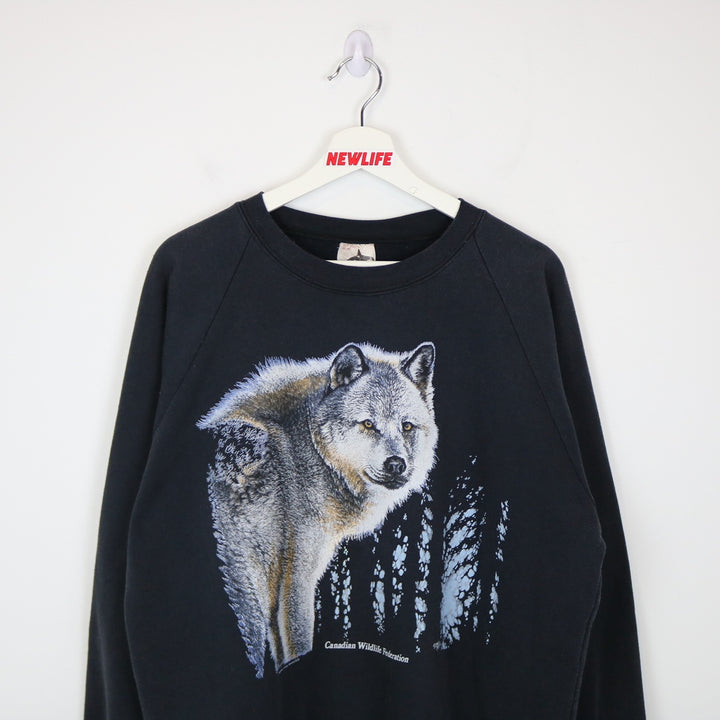 Vintage 1990 Wolf Nature Crewneck - L-NEWLIFE Clothing