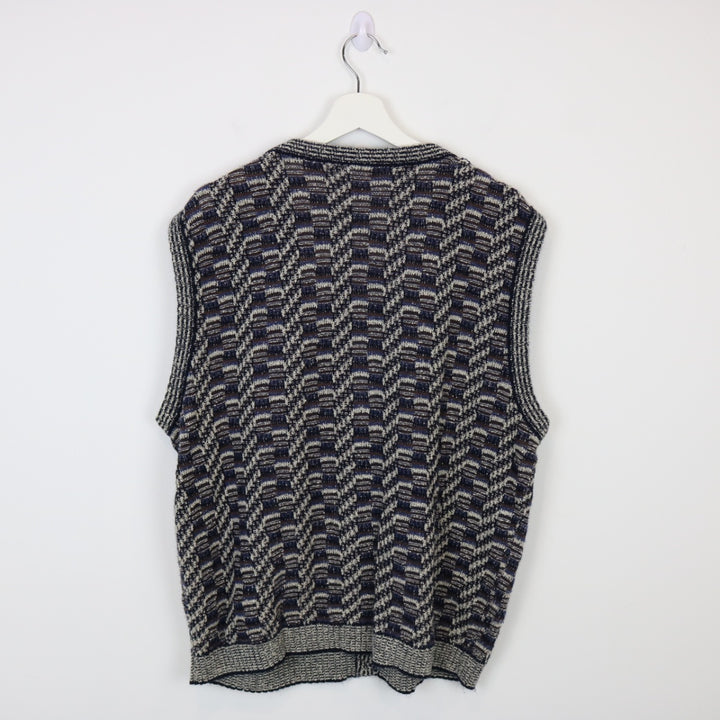 Vintage 80's Patterned Knit Sweater Vest - L-NEWLIFE Clothing