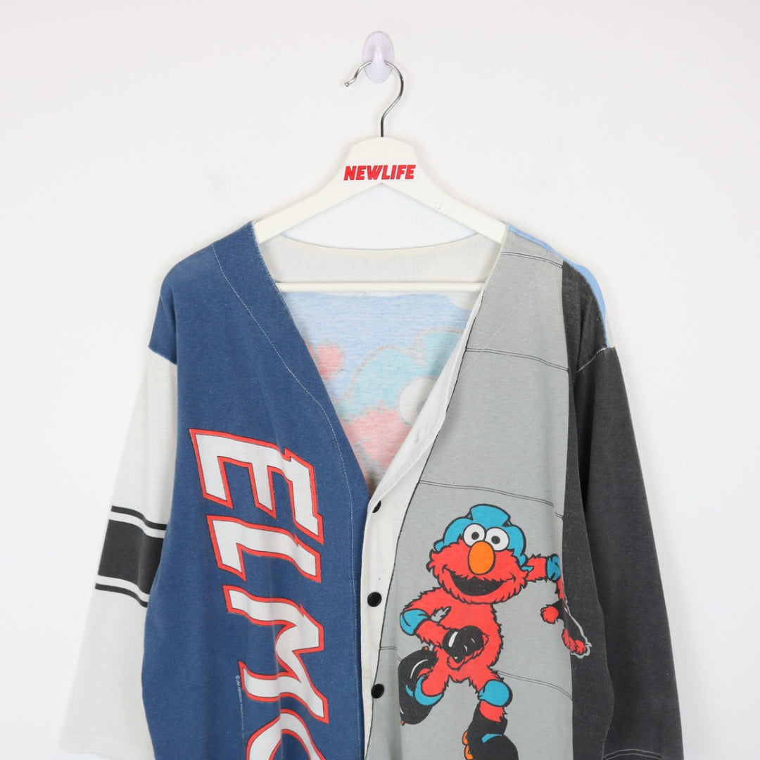 Vintage 90's Sesame Street Elmo Roller Blading Baseball Jersey - L-NEWLIFE Clothing