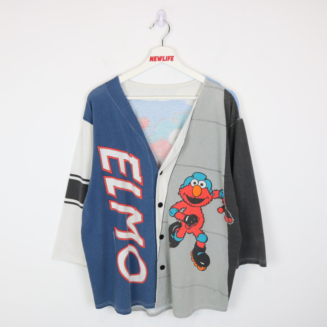 Vintage 90's Sesame Street Elmo Roller Blading Baseball Jersey - L-NEWLIFE Clothing
