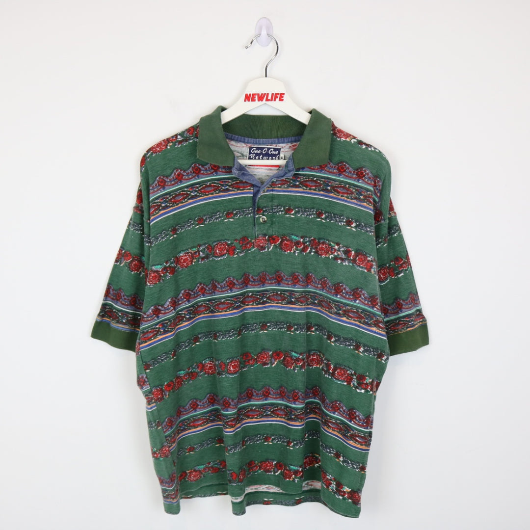 Vintage 90's 101 Network Patterned Polo Shirt - M-NEWLIFE Clothing