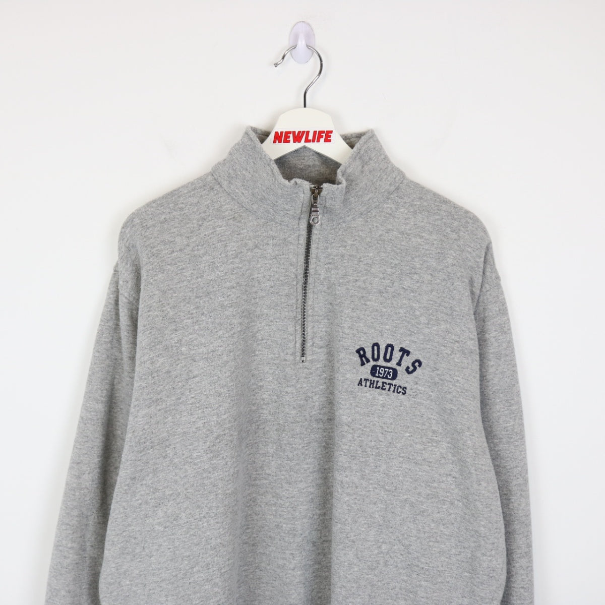 Vintage 90's Roots Athletics Quarter Zip Sweater - L – NEWLIFE