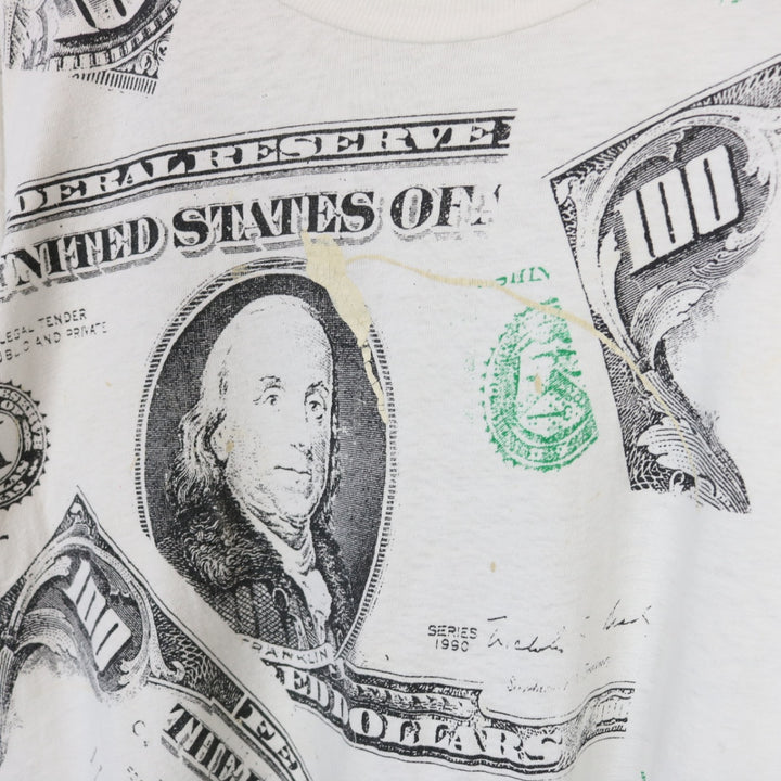 Vintage 90's USA Hundred Dollar Bill Benjamin Tee - L-NEWLIFE Clothing