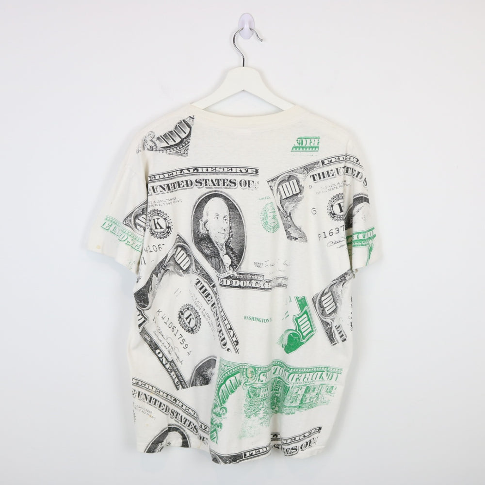 Vintage 90's USA Hundred Dollar Bill Benjamin Tee - L-NEWLIFE Clothing