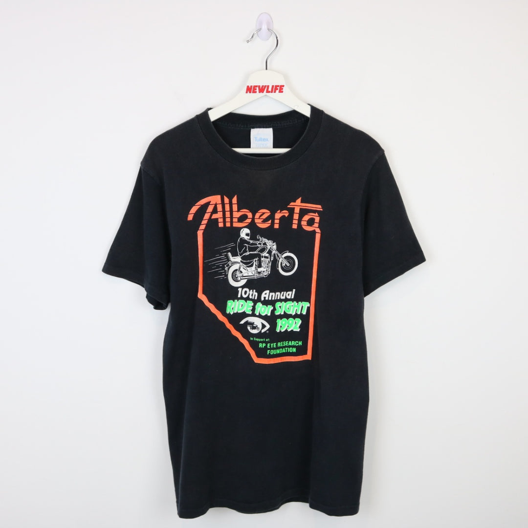 Vintage 1992 Alberta Ride for Sight Biker Tee - S-NEWLIFE Clothing