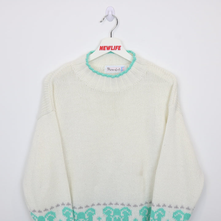 Vintage 90's Teddy Bear Knit Sweater - S-NEWLIFE Clothing