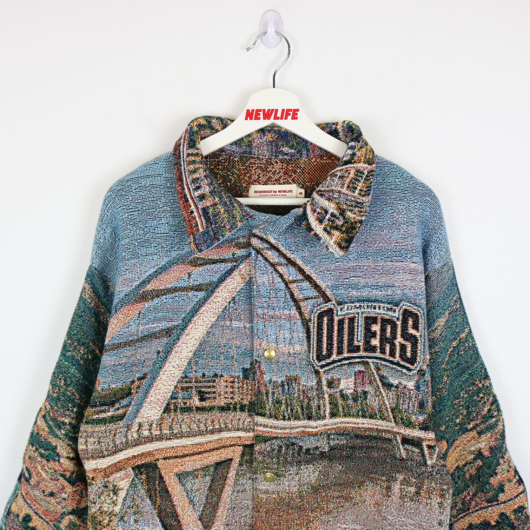 Reworked Edmonton Oilers Custom Tapestry Jacket - S-NEWLIFE Clothing