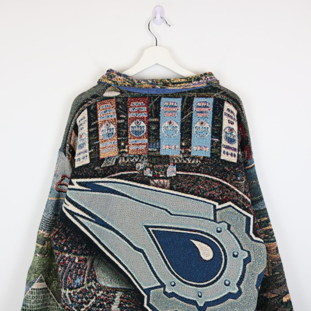 Reworked Edmonton Oilers Custom Tapestry Jacket - L-NEWLIFE Clothing