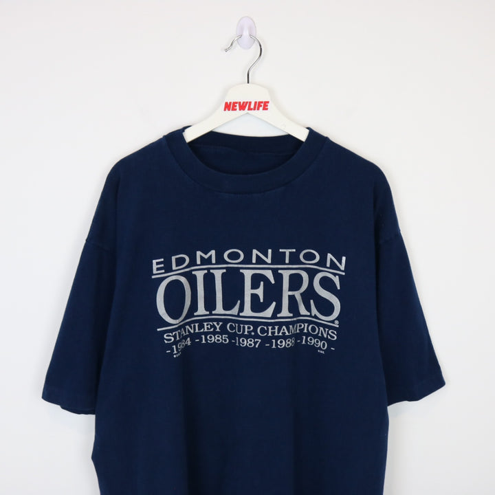 Vintage 90's Edmonton Oilers Stanley Cup Champs Tee - XL-NEWLIFE Clothing