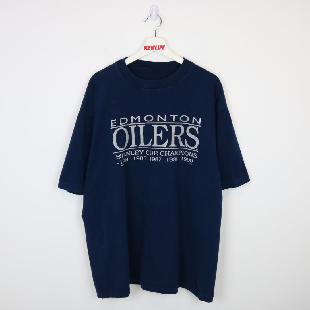 Vintage 90's Edmonton Oilers Stanley Cup Champs Tee - XL-NEWLIFE Clothing