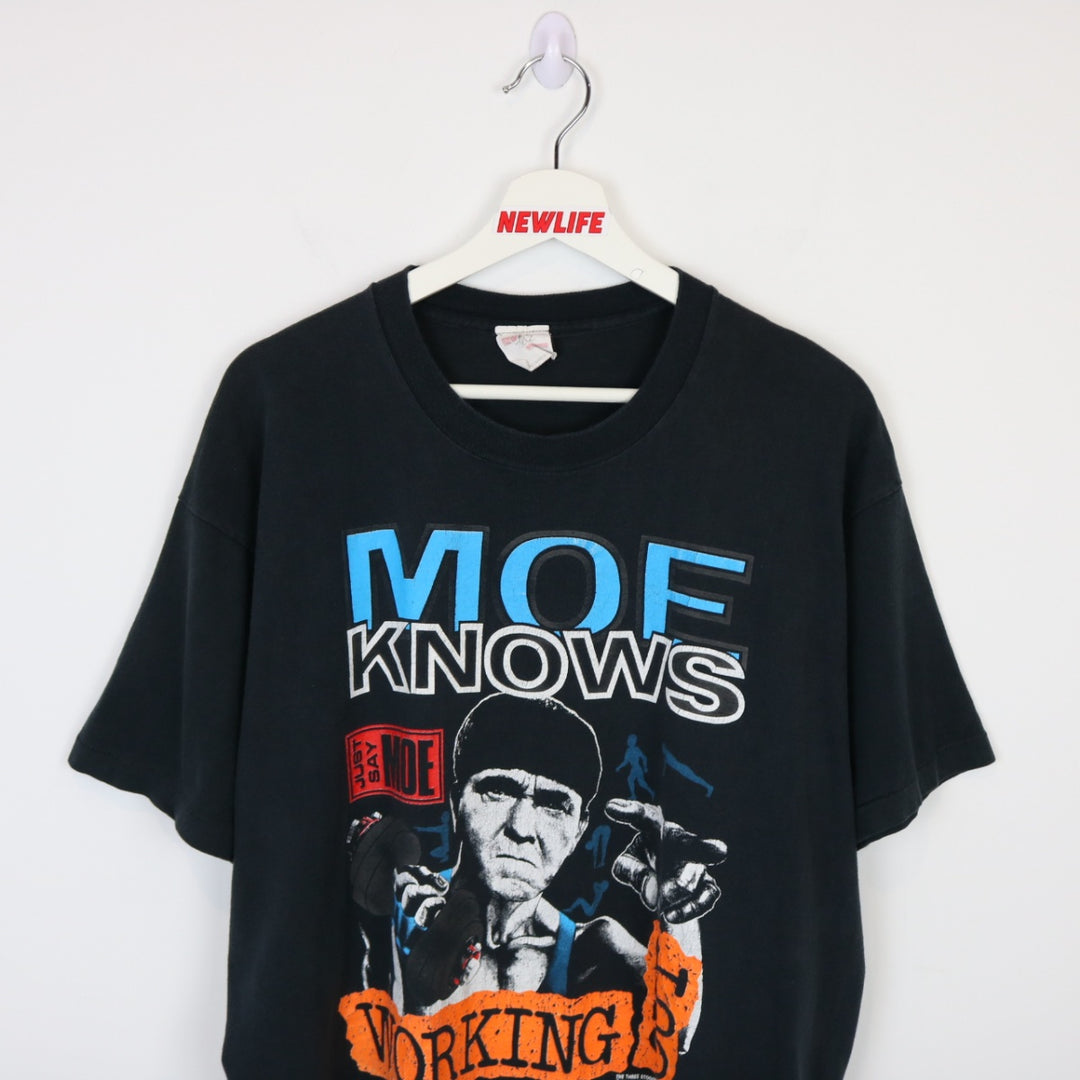 Vintage 1991 Three Stooges Moe Knows Working Out Tee - L-NEWLIFE Clothing