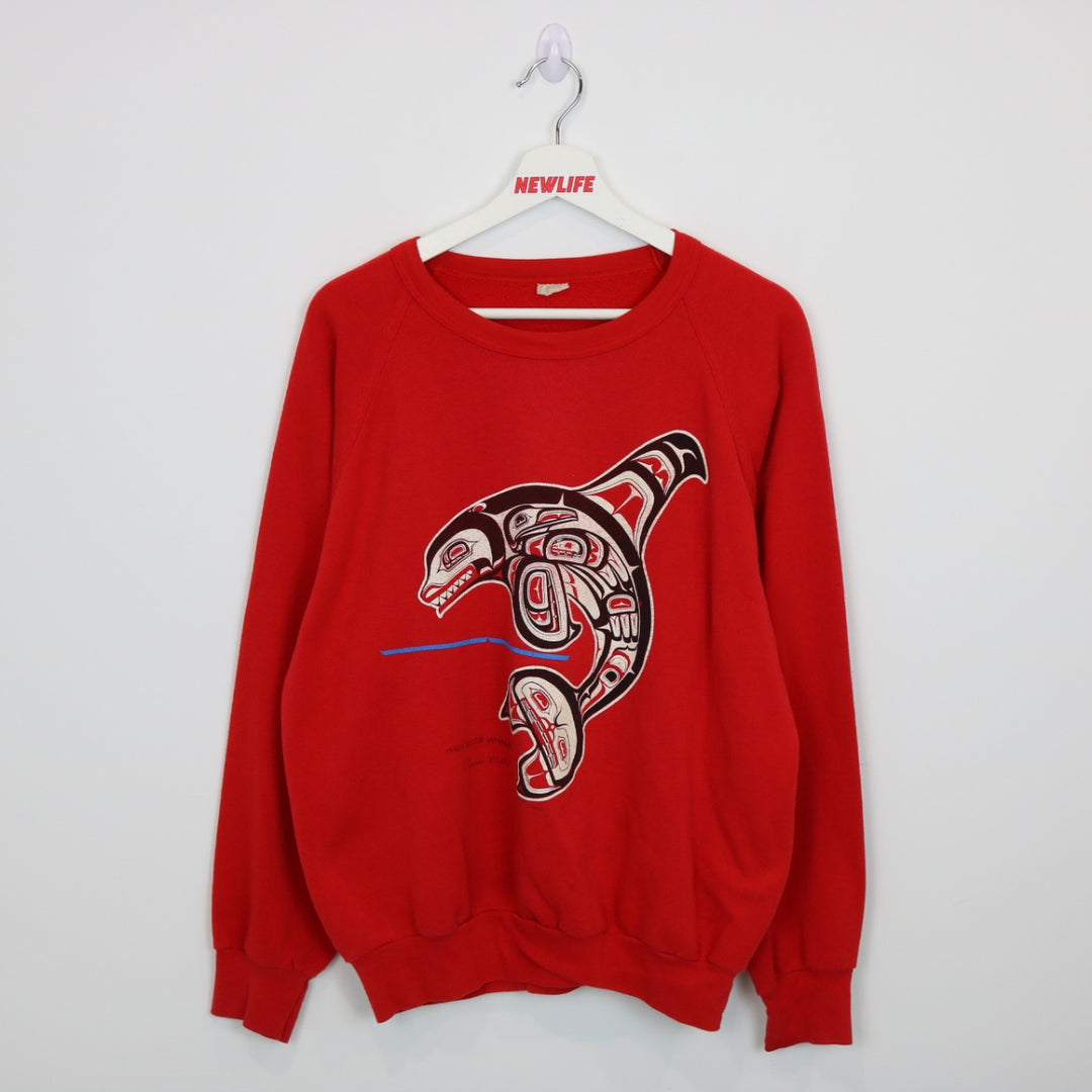 Vintage 80's Haida Killer Whale Crewneck - L-NEWLIFE Clothing