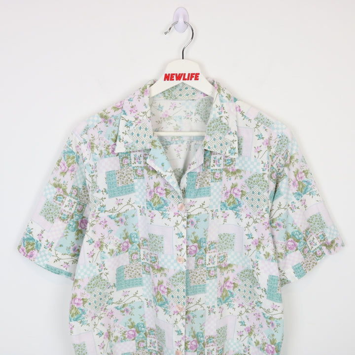 Vintage 90's Floral Patterned Short Sleeve Button Up - S/M-NEWLIFE Clothing