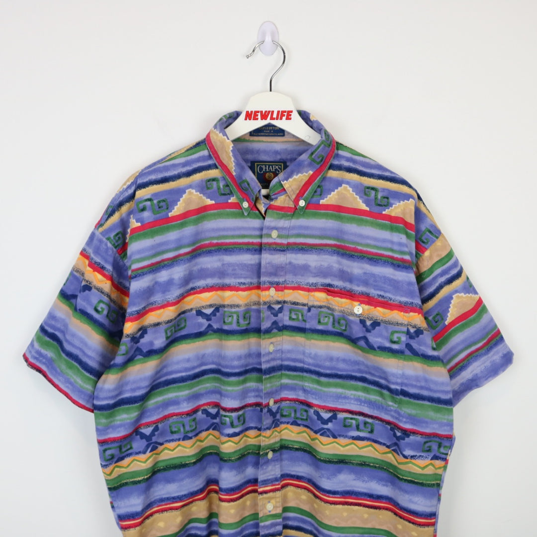 Vintage 90's Chaps Ralph Lauren Patterned Short Sleeve Button Up - L-NEWLIFE Clothing