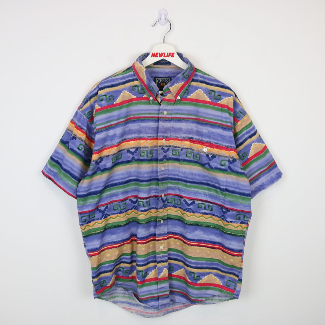 Vintage 90's Chaps Ralph Lauren Patterned Short Sleeve Button Up - L-NEWLIFE Clothing