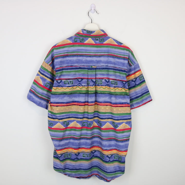 Vintage 90's Chaps Ralph Lauren Patterned Short Sleeve Button Up - L-NEWLIFE Clothing