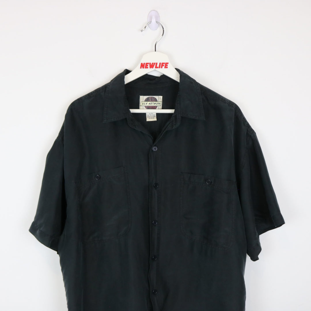 Vintage 90's Silk Network Short Sleeve Button Up - L-NEWLIFE Clothing