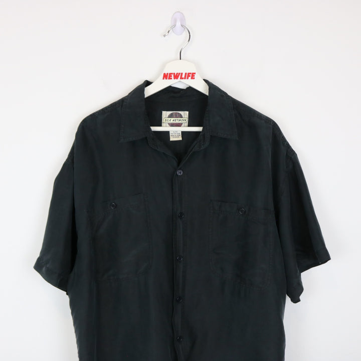 Vintage 90's Silk Network Short Sleeve Button Up - L-NEWLIFE Clothing