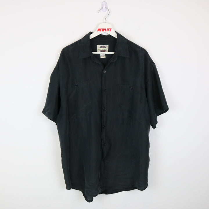 Vintage 90's Silk Network Short Sleeve Button Up - L-NEWLIFE Clothing
