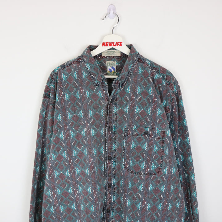 Vintage 90's TT&Co Patterned Button Up - XL-NEWLIFE Clothing