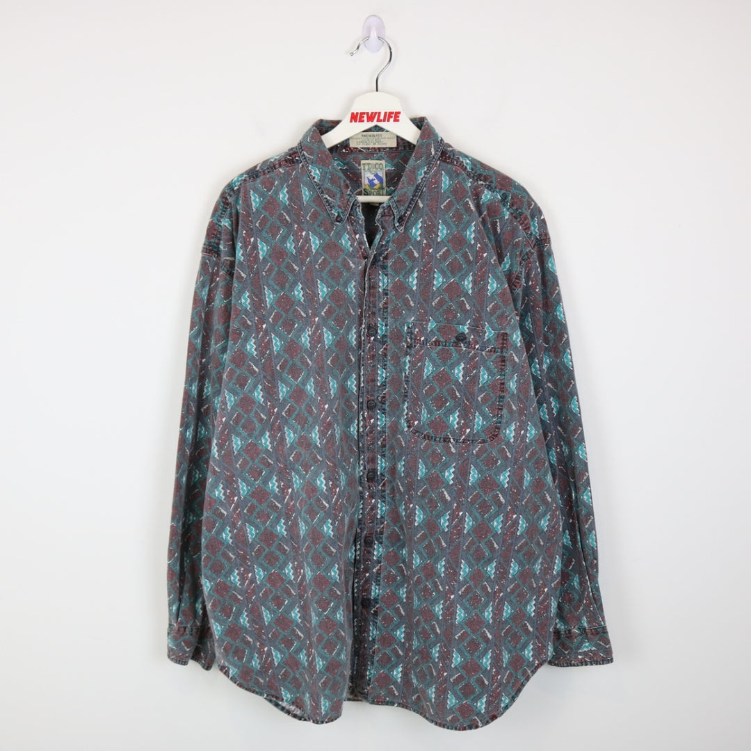 Vintage 90's TT&Co Patterned Button Up - XL-NEWLIFE Clothing