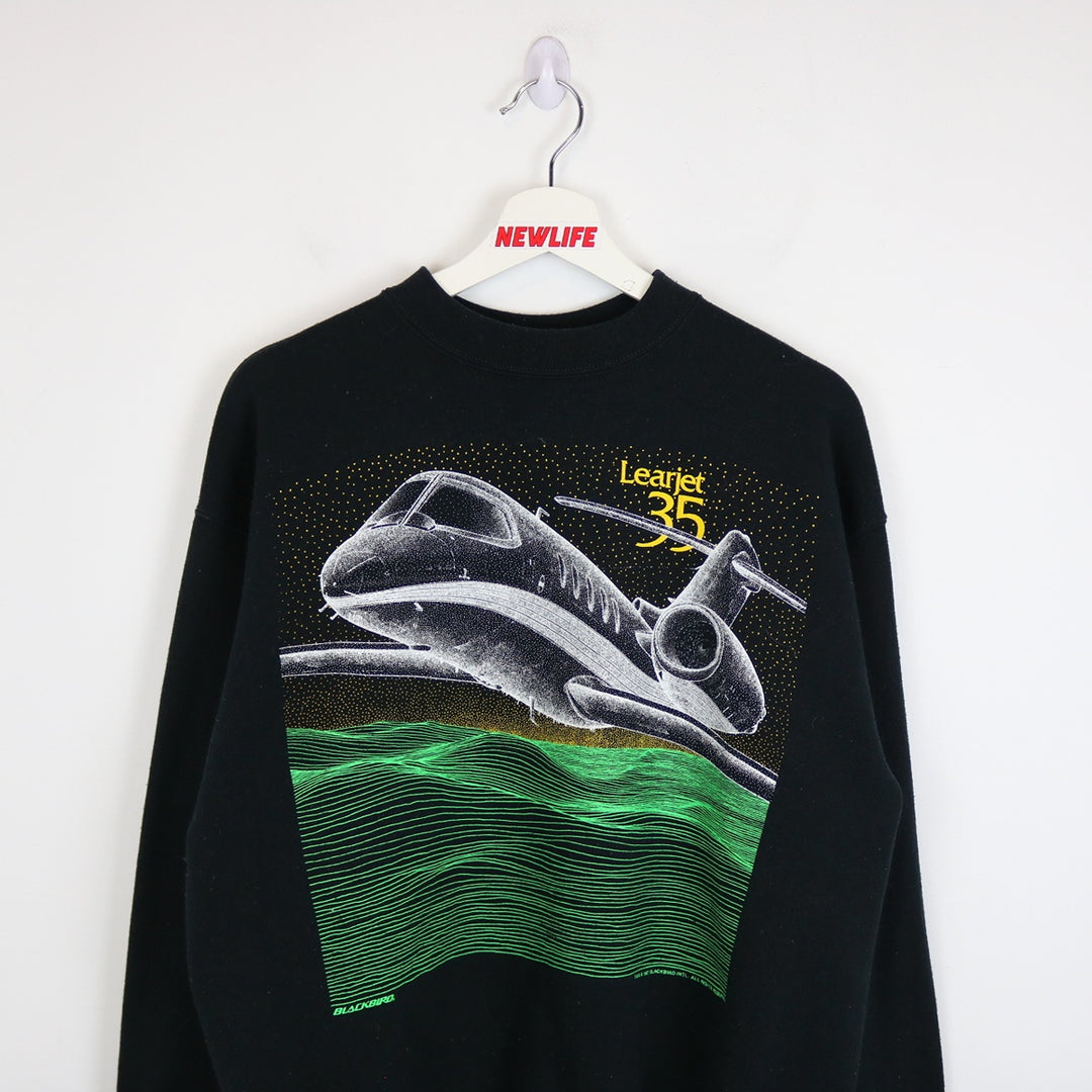 Vintage 1987 Learjet 35 Blackbird Crewneck - L-NEWLIFE Clothing