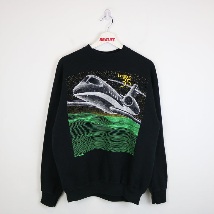 Vintage 1987 Learjet 35 Blackbird Crewneck - L-NEWLIFE Clothing