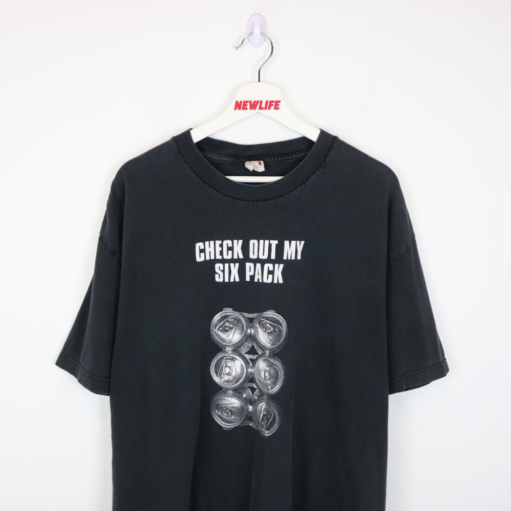 Vintage 00's Check Out My Six Pack Beer Tee - XL-NEWLIFE Clothing