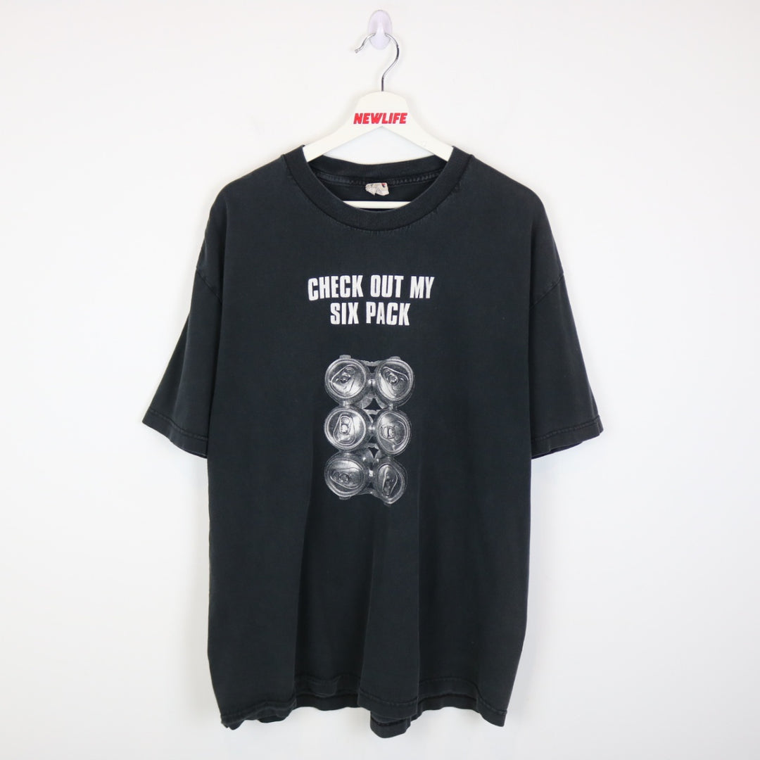 Vintage 00's Check Out My Six Pack Beer Tee - XL-NEWLIFE Clothing