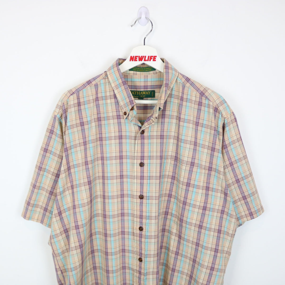 Vintage 80's Hathaway Plaid Short Sleeve Button Up - L-NEWLIFE Clothing