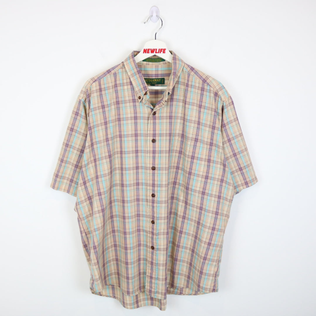 Vintage 80's Hathaway Plaid Short Sleeve Button Up - L-NEWLIFE Clothing
