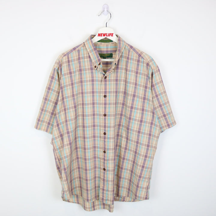 Vintage 80's Hathaway Plaid Short Sleeve Button Up - L-NEWLIFE Clothing