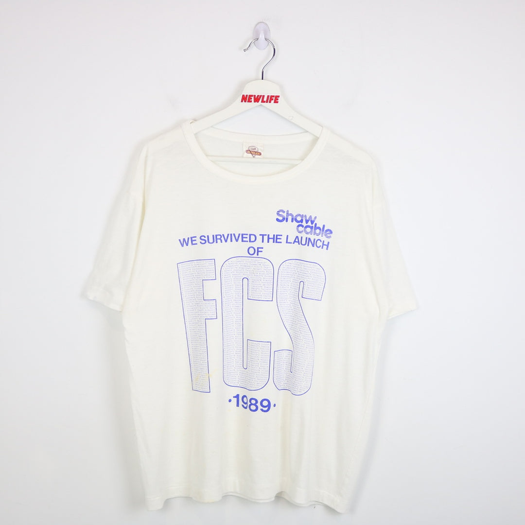 Vintage 1989 Shaw Cable FCS Launch Tee - L-NEWLIFE Clothing