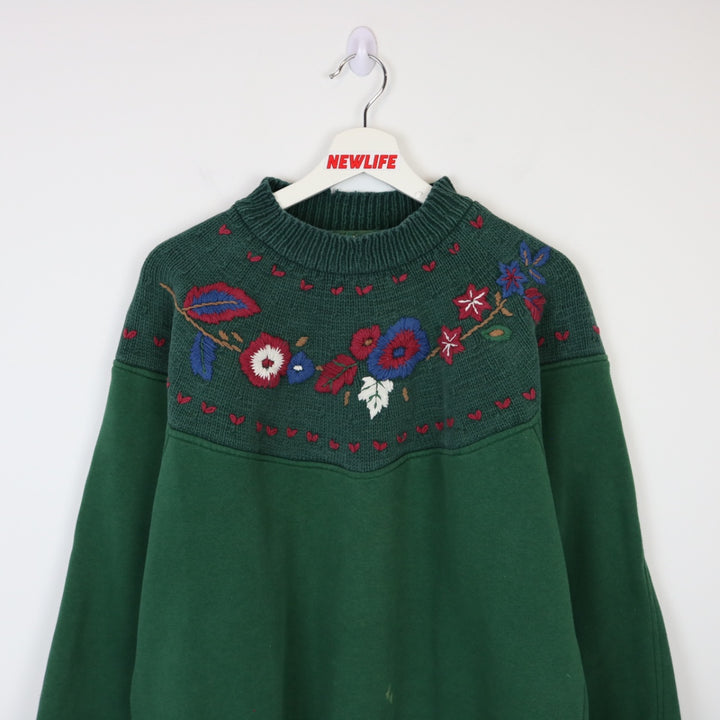 Vintage 90's Flower Crewneck - L-NEWLIFE Clothing