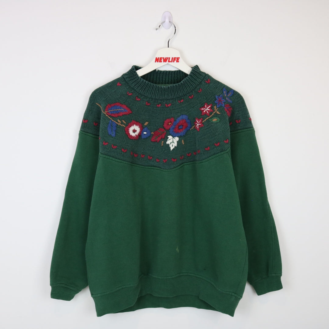 Vintage 90's Flower Crewneck - L-NEWLIFE Clothing