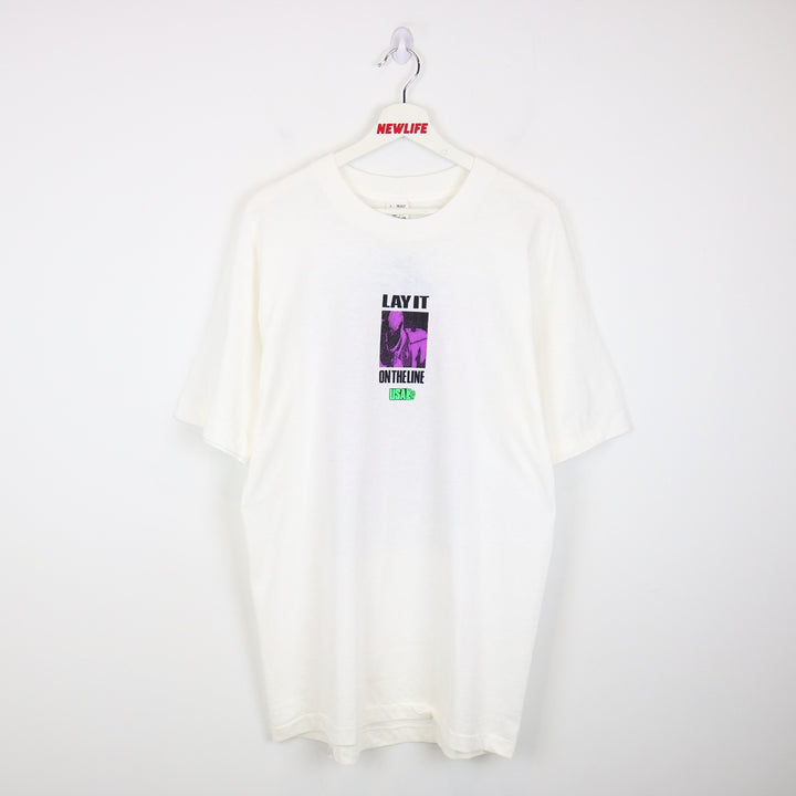 Vintage 1991 NWT Lay It On the Line Sports Tee - L-NEWLIFE Clothing
