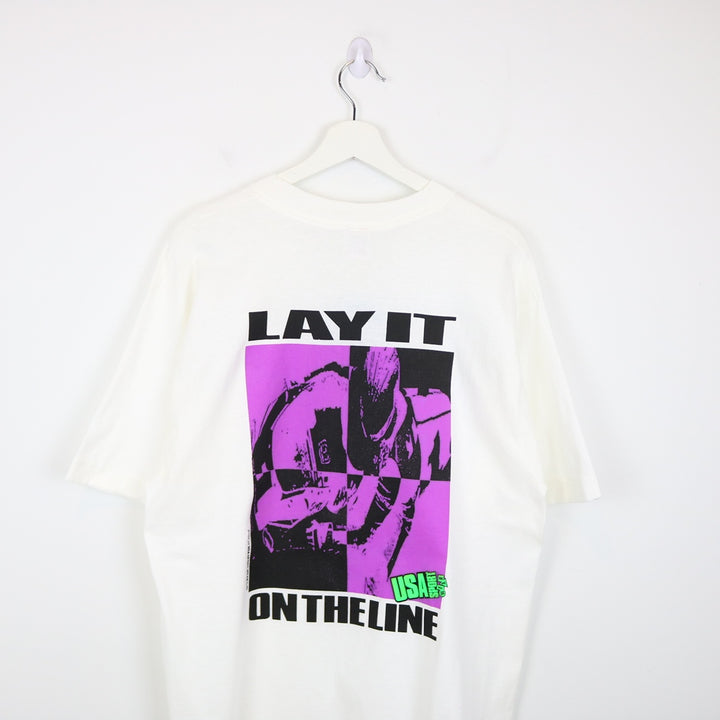 Vintage 1991 NWT Lay It On the Line Sports Tee - L-NEWLIFE Clothing