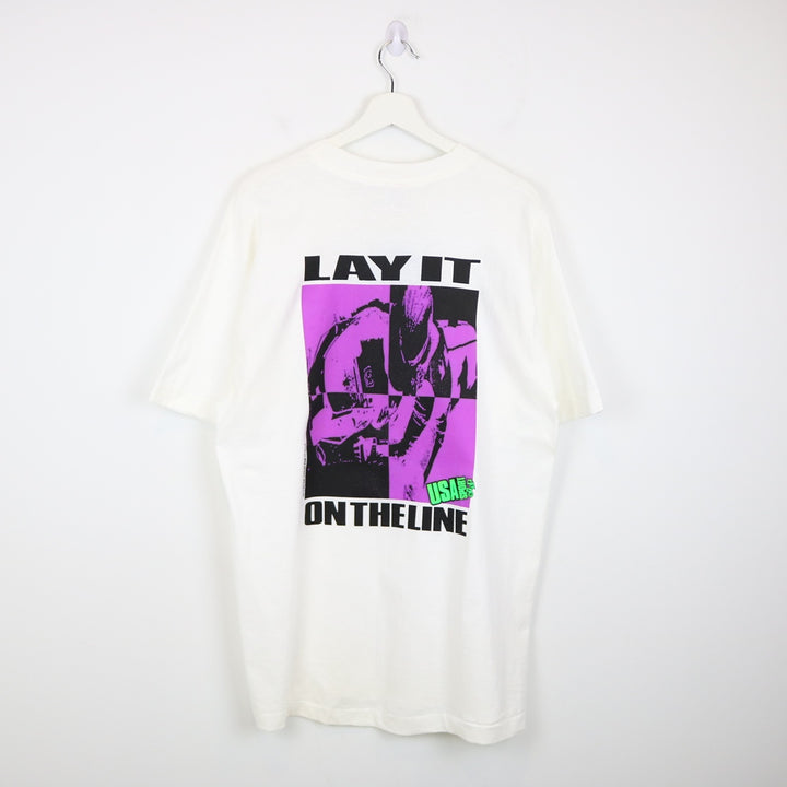 Vintage 1991 NWT Lay It On the Line Sports Tee - L-NEWLIFE Clothing