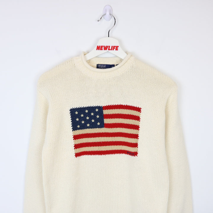 Vintage 80's Polo Ralph Lauren USA Flag Knit Sweater - XS-NEWLIFE Clothing