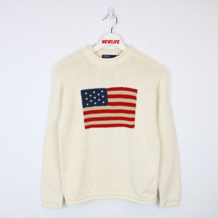 Vintage 80's Polo Ralph Lauren USA Flag Knit Sweater - XS-NEWLIFE Clothing