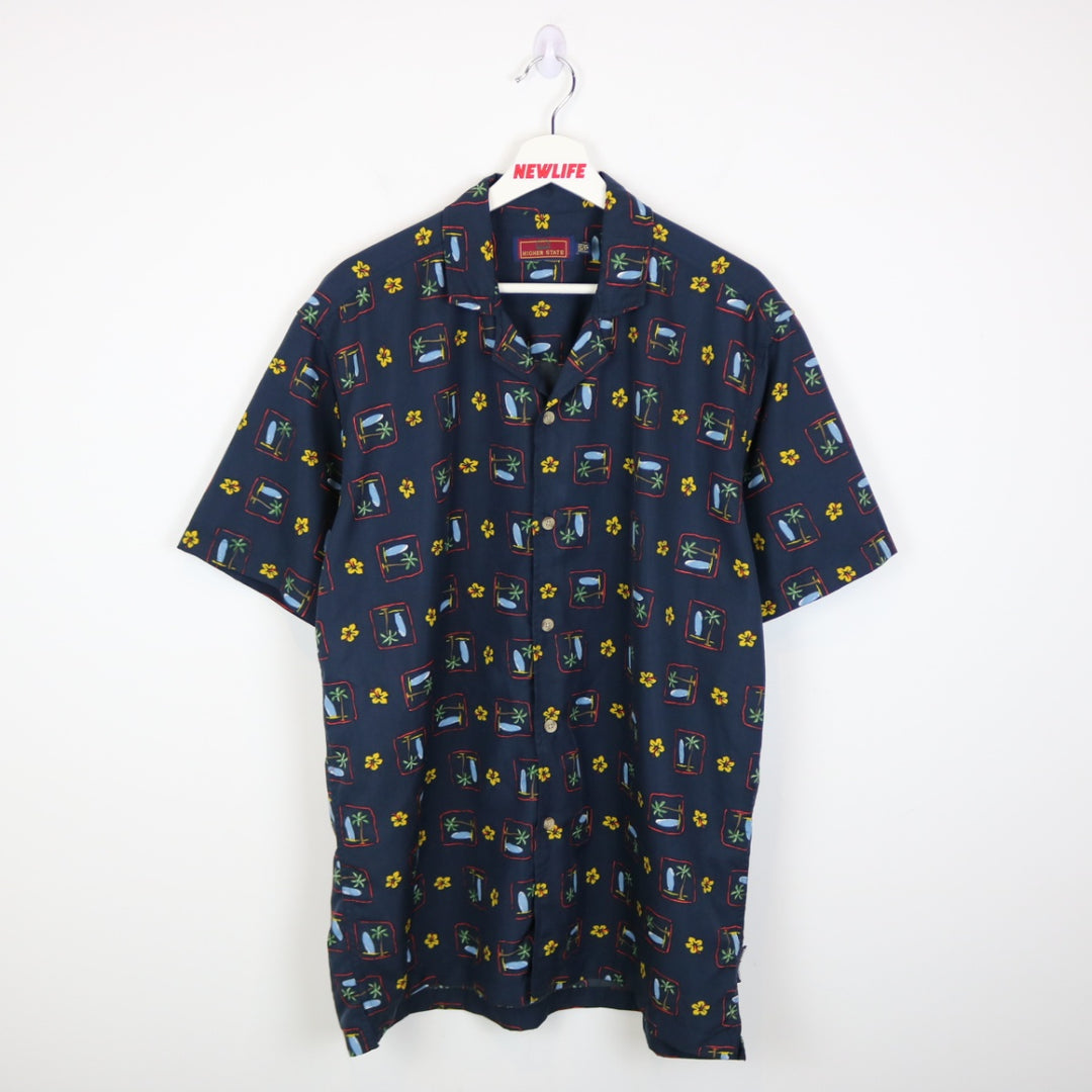Vintage 90's Higher State Surfing Short Sleeve Button Up - L-NEWLIFE Clothing