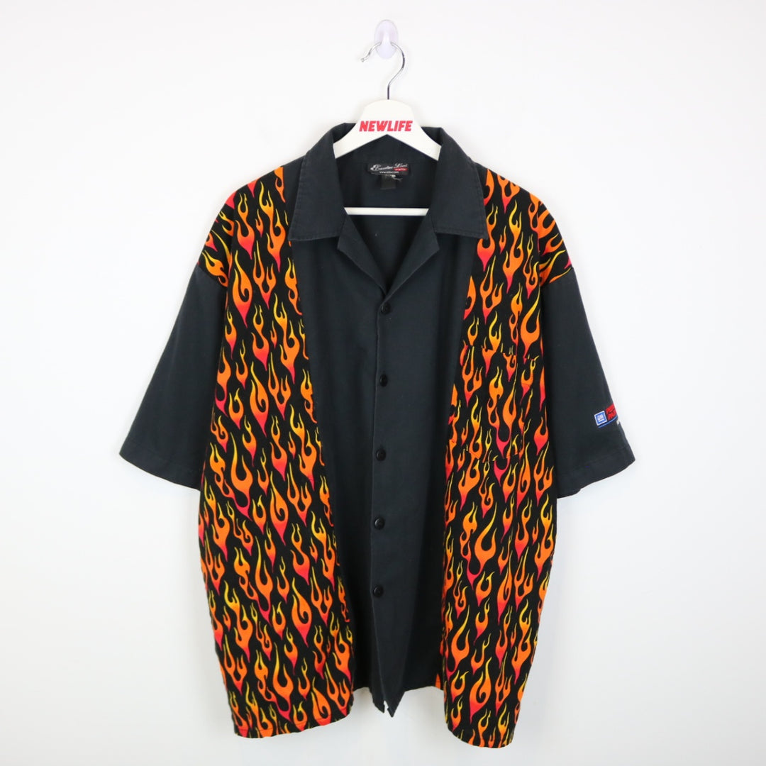 Vintage 90's Flame Patterned Short Sleeve Button Up - XL/XXL-NEWLIFE Clothing