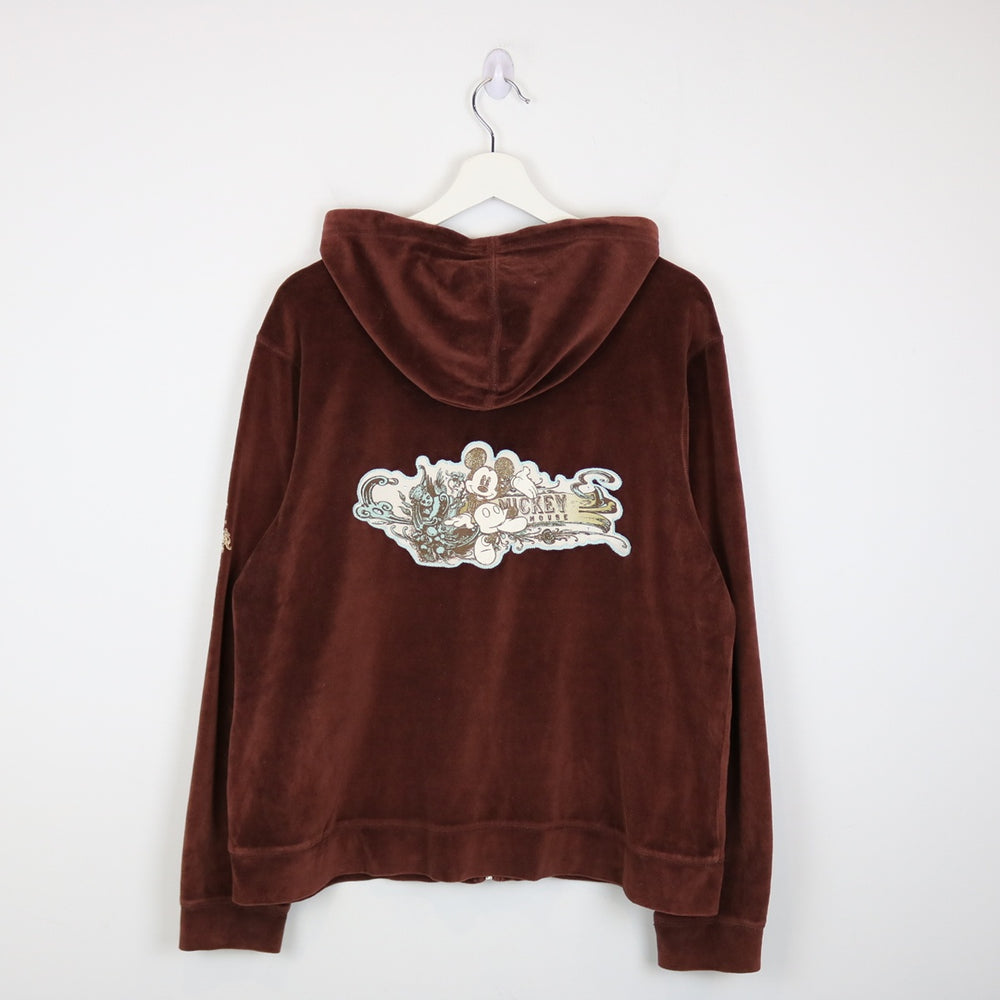 Vintage 00's Disney Mickey Mouse Velvet Zip Up Hoodie - M-NEWLIFE Clothing