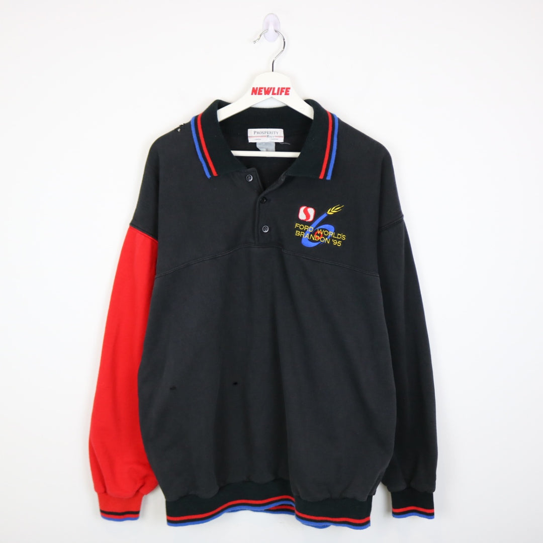 Vintage 1995 Ford World's Brandon Curling Collared Crewneck - L-NEWLIFE Clothing