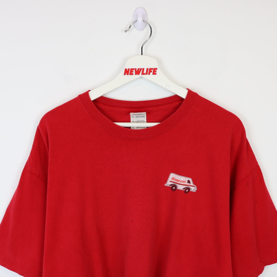 Vintage 00's Snap On Cropped Racing Tee - XL-NEWLIFE Clothing