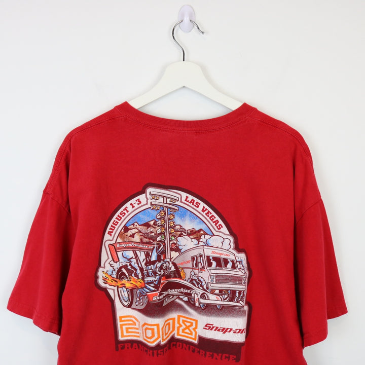 Vintage 00's Snap On Cropped Racing Tee - XL-NEWLIFE Clothing