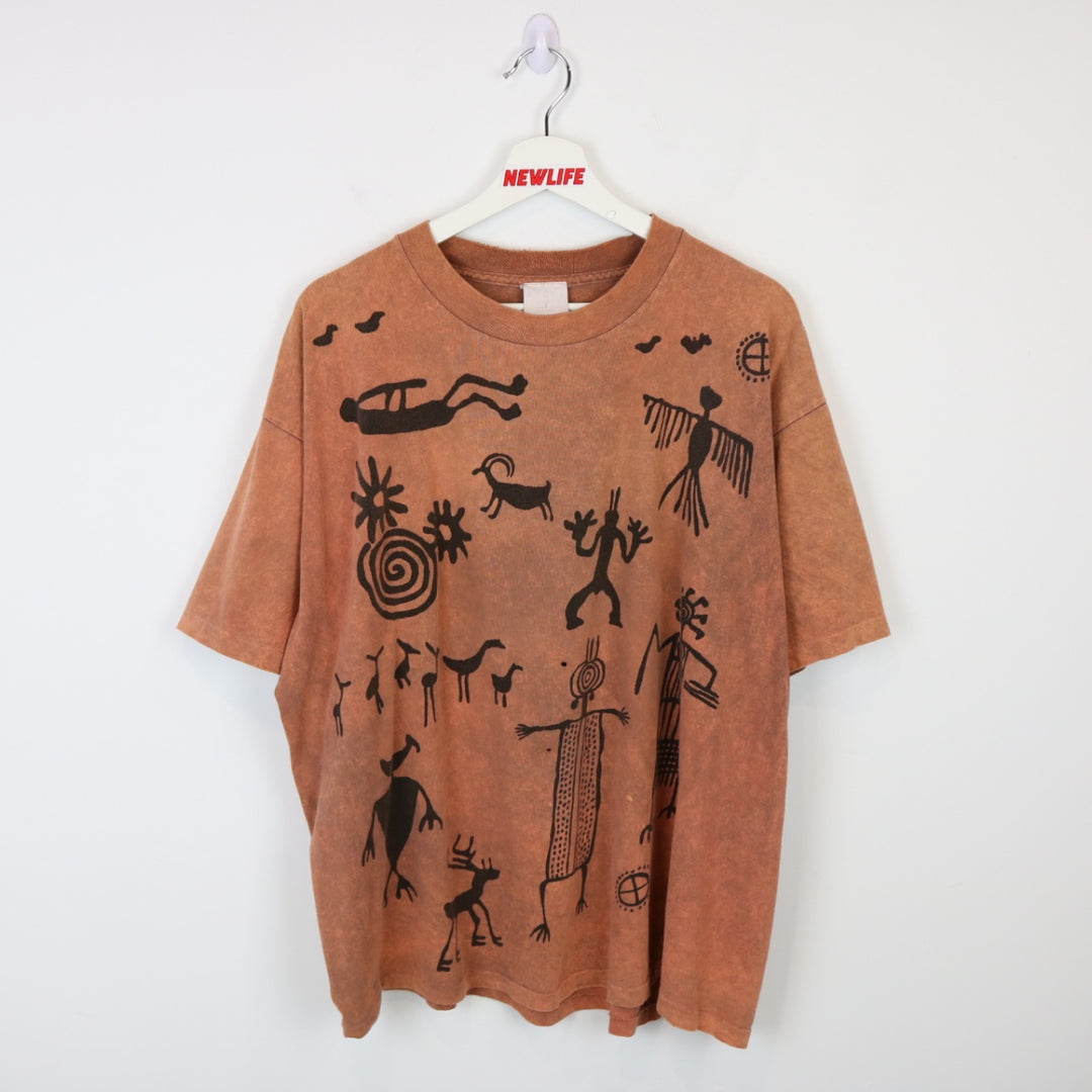 Vintage 90's Aztec Drawings Tee - XL-NEWLIFE Clothing