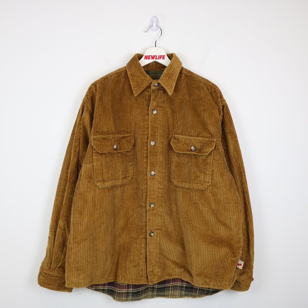 Vintage 90's Basic Stock Flannel Lined Corduroy Shacket - L-NEWLIFE Clothing