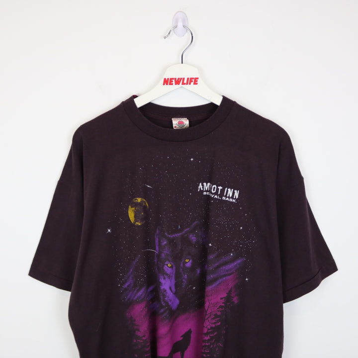 Vintage 90's Amyot Inn Saskatchewan Wolf Nature Tee - XL-NEWLIFE Clothing