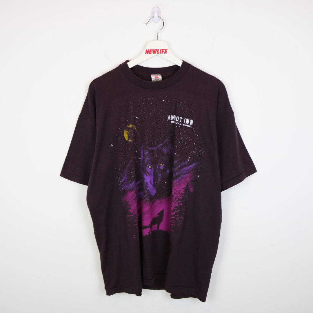 Vintage 90's Amyot Inn Saskatchewan Wolf Nature Tee - XL-NEWLIFE Clothing